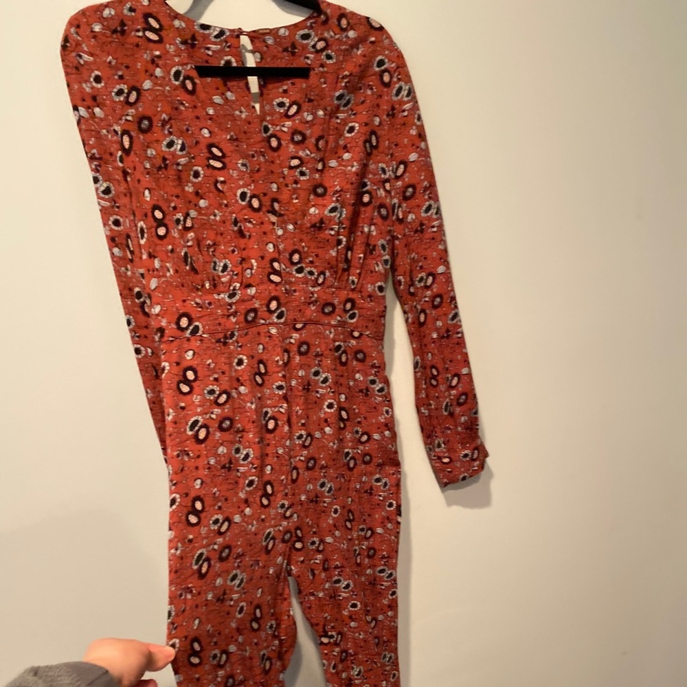 Free People long sleeve burnt orange jumpsuit - Picture 3 of 4